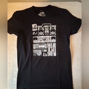 Threadless Black T-Shirt with White Boombox Graphic